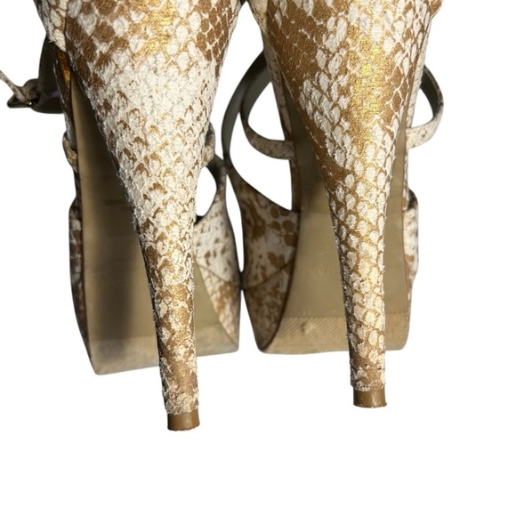 Colin Stuart Snakeskin Print Platform Heels Sz 6.5 - Picture 5 of 10